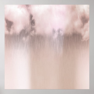 Rainy Day Clouds Pink Rose Gold White Poster