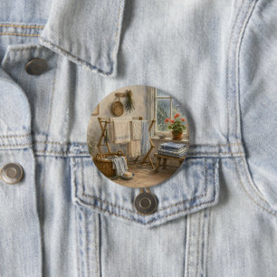 Rainy Day Cottage Laundry Room 7.5 Cm Round Badge