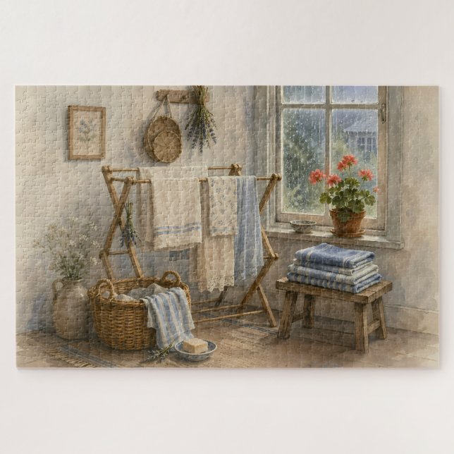 Rainy Day Cottage Laundry Room Jigsaw Puzzle (Horizontal)