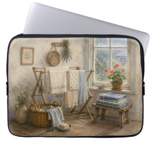 Rainy Day Cottage Laundry Room Laptop Sleeve