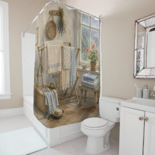 Rainy Day Cottage Laundry Room Shower Curtain