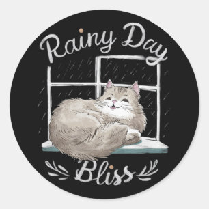 Rainy day, Day Bliss a cats Classic Round Sticker