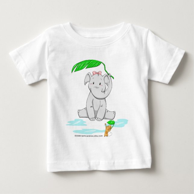 Rainy Day Elephant Baby T-Shirt (Front)