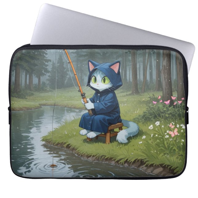 Rainy day fishing  laptop sleeve (Front)