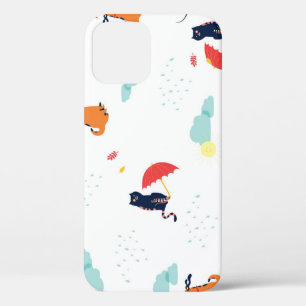 Rainy Day Friends: Cat Dog Vintage iPhone 12 Case