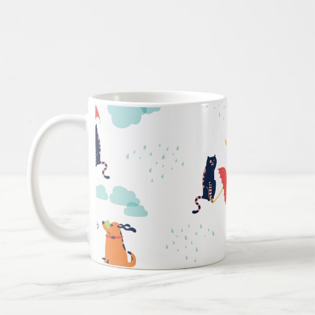 Rainy Day Friends: Cat Dog Vintage Coffee Mug (Left)