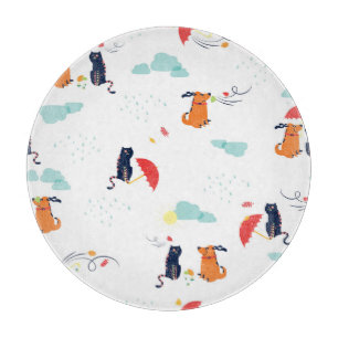Rainy Day Friends: Cat Dog Vintage Cutting Board