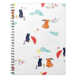 Rainy Day Friends: Cat Dog Vintage Notebook