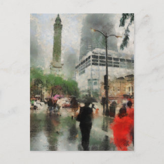 Rainy Day in Chicago Postcard