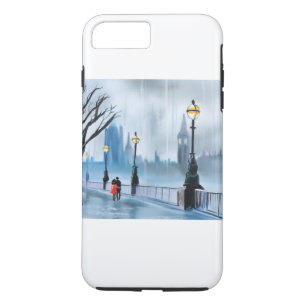 Rainy day in London Thames painting by G Bruce iPhone 8 Plus/7 Plus Case