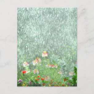 Rainy Day in the Flower Garden Postcard
