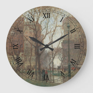 Rainy Day, Madison Square, New York, Paul Cornoyer Large Clock