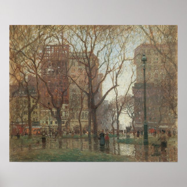 Rainy Day, Madison Square, New York, Paul Cornoyer Poster (Front)