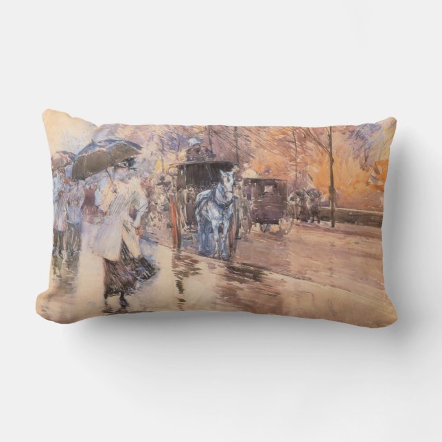 Rainy Day on Fifth Avenue (New York City) Lumbar Cushion (Front)
