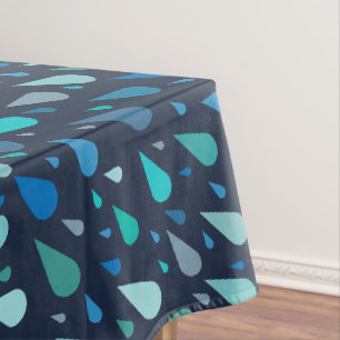 Rainy day pattern with blue raindrops tablecloth