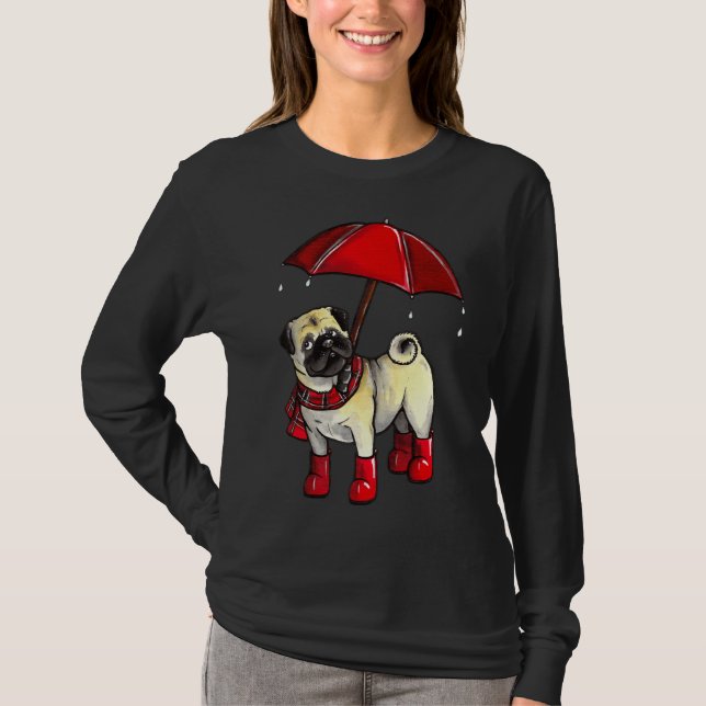 Rainy day Pug Classic T-Shirt 605 (Front)