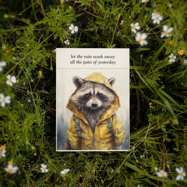 Rainy Day, racoon yellow raincoat customisable Invitation (Creator Uploaded)