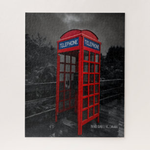 Rainy Day Red Telephone Booth Urban Dramatic Jigsaw Puzzle