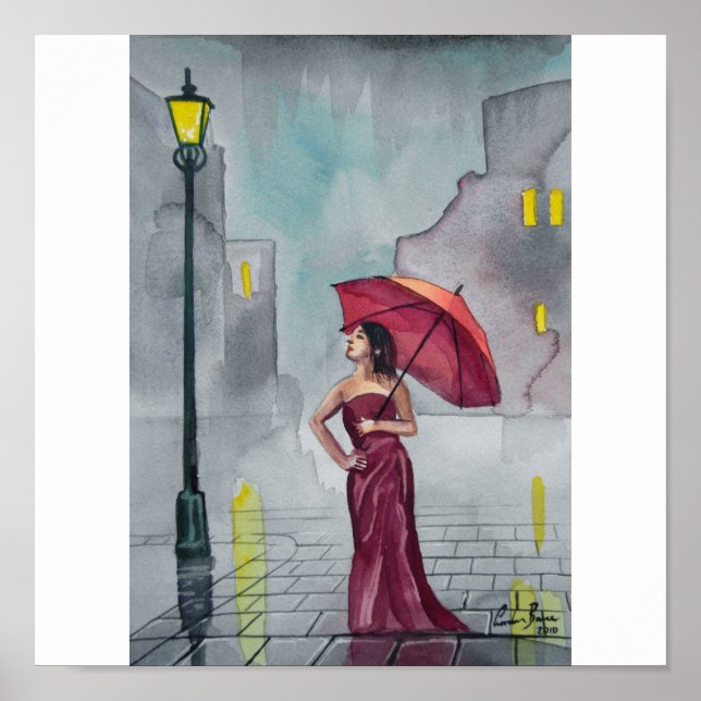 RAINY DAY RED UMBRELLA POSTER (Front)