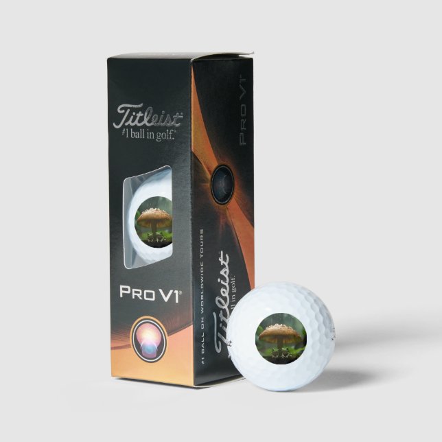 Rainy Day Refuge: Frogs Sheltering Under Mushroom Golf Balls (Packaging)