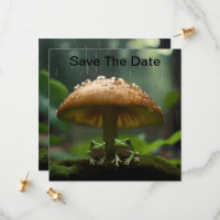 Rainy Day Refuge: Frogs Sheltering Under Mushroom