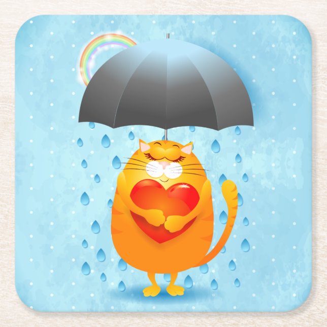 Rainy Day Square Paper Coaster (Front)