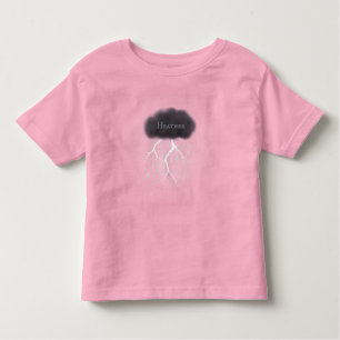 Rainy Day Thunder Cloud With Baby's Name Pink Toddler T-Shirt