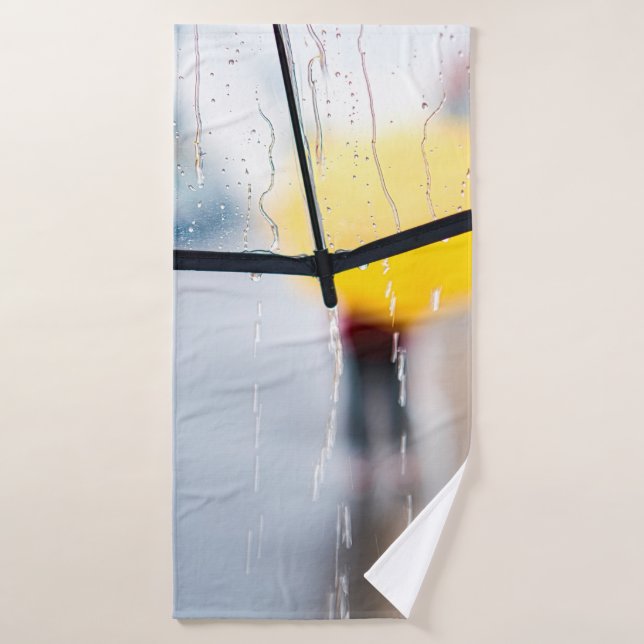 Rainy day umbrella walk rain bath towel (Bath Towel)