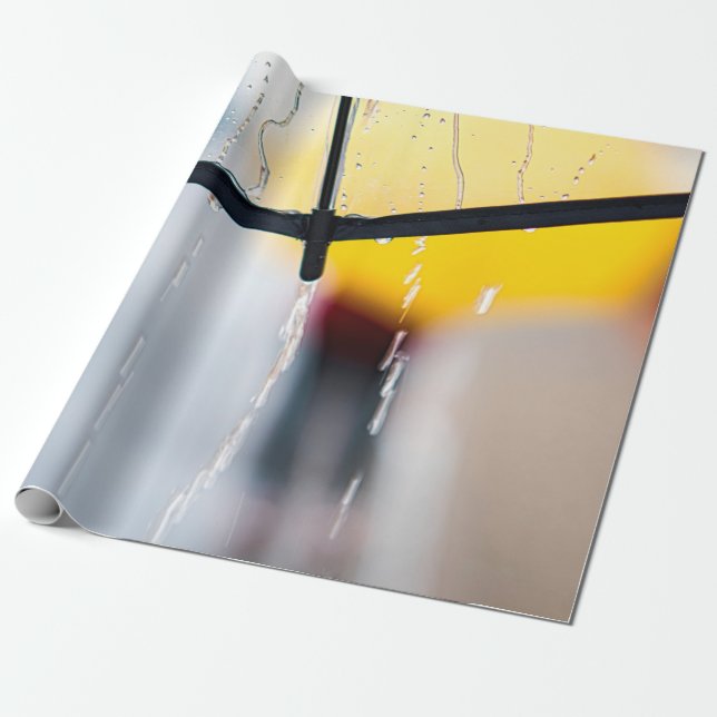 Rainy day umbrella walk rain wrapping paper (Unrolled)