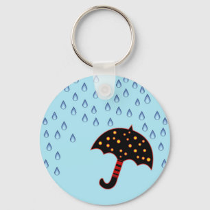 rainy day with umbrella key ring
