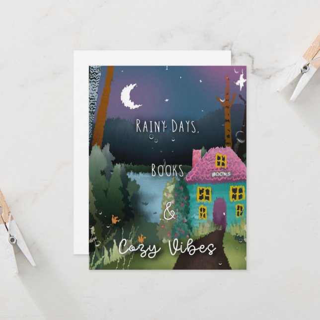 Rainy Days, Books and Cosy Vibes Invitation (Front/Back In Situ)