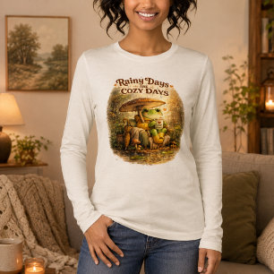 Rainy Days Cosy Days Frog Reading Book Long Sleeve Tri-Blend Shirt