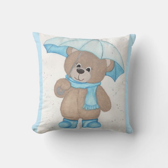 Rainy Daze Teddy Bear Cushion (Front)