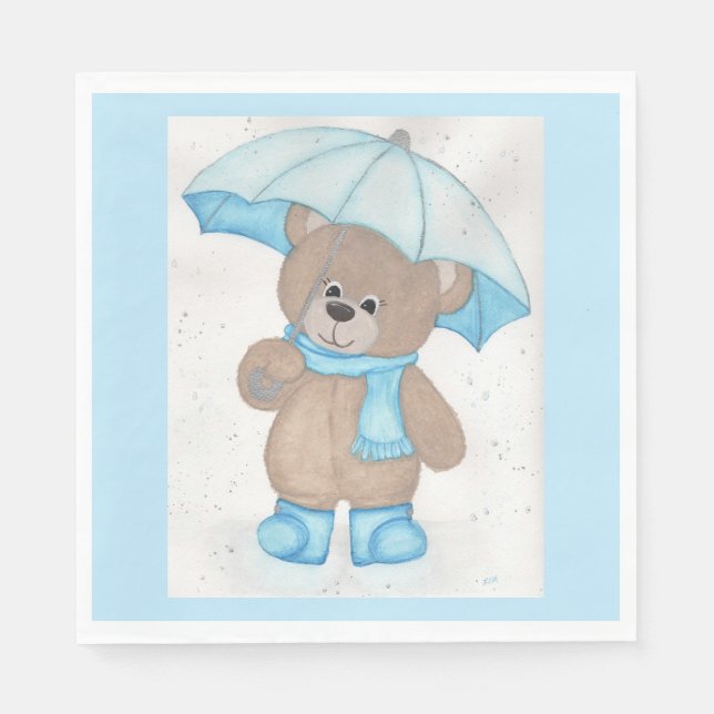 Rainy Daze Teddy Bear Napkin (Front)