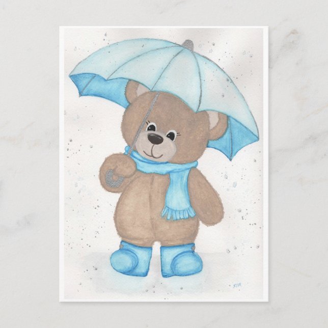 Rainy Daze Teddy Bear Postcard (Front)