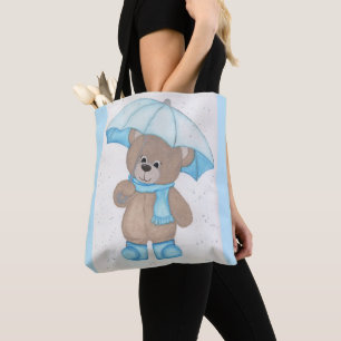 Rainy Daze Teddy Bear Tote Bag