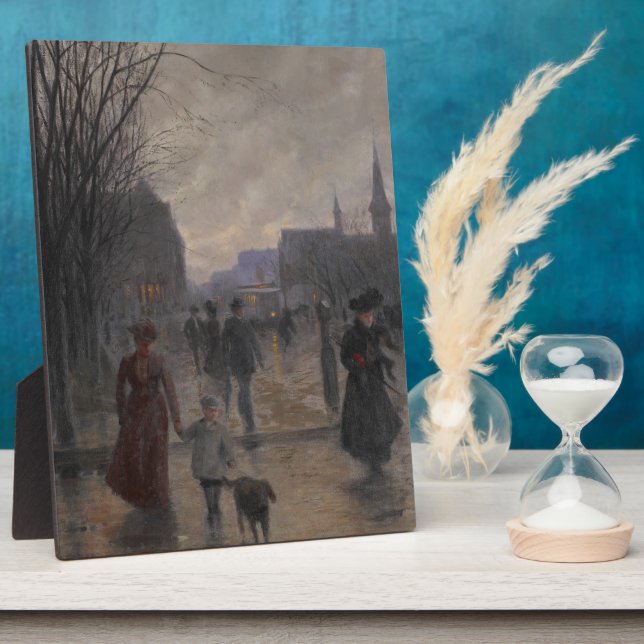 Rainy Evening on Hennepin Avenue, c.1902 Plaque (Side)