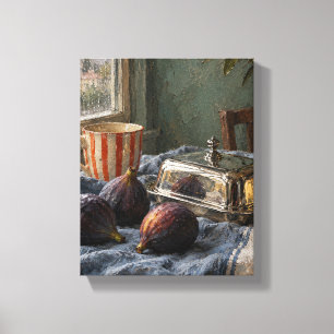 Rainy Figs and Chrome Butter Dish Moody Still Li Canvas Print