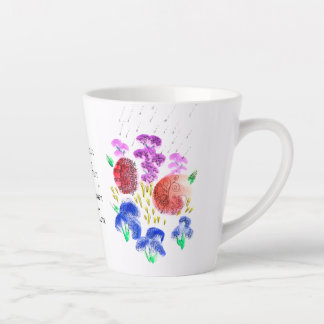 Rainy Flower Garden in Bright Colours Small Latte  Mug