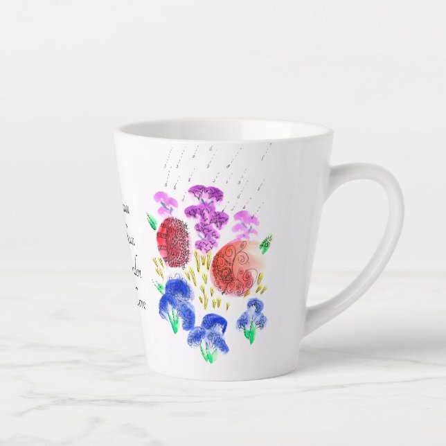 Rainy Flower Garden in Bright Colours Small Latte  Mug (Right)