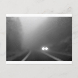 Rainy night - approaching headlights postcard