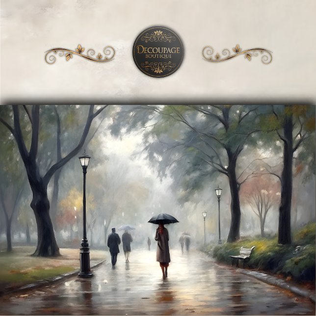 Rainy Park Stroll Decoupage Tissue Paper (Rainy Park Stroll Decoupage Tissue Paper)