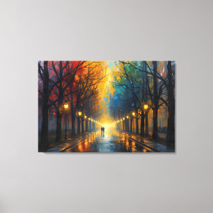 Rainy Park Walk Canvas Art Home Wall Art