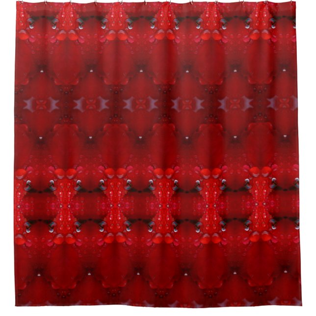 Rainy Red Dianthus Ikat Also Shower Curtain (Front)