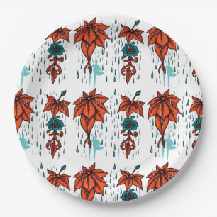 Rainy Reflections – Terracotta & Teal Traditional Paper Plate