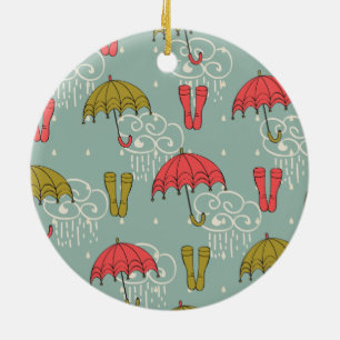 Rainy Season Umbrella Design Ceramic Tree Decoration