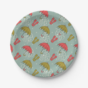 Rainy Season Umbrella Design Paper Plate