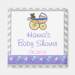 Rainy Sky Grey Chevron and Purple Baby Magnet