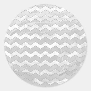 Rainy Sky Grey Chevron Pattern Classic Round Sticker