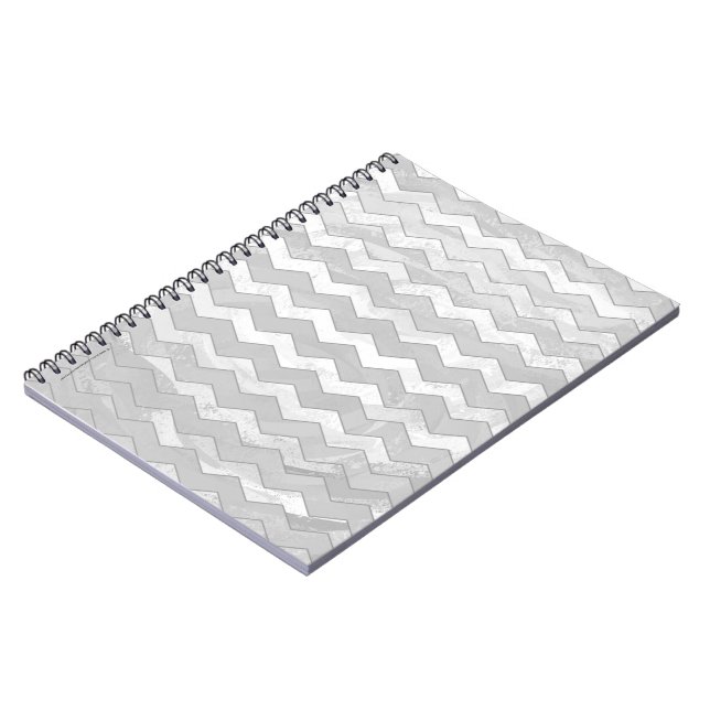 Rainy Sky Grey Chevron Pattern Spiral Notebook (Left Side)